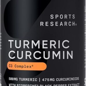 Sports Research Turmeric Curcumin with Coconut Oil and Bioperine - 60 softgels