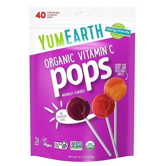YumEarth Organic Pops 40 Ct |  Gluten-Free, Vitamin C