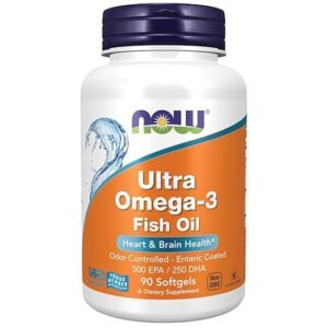 Now Foods Ultra Omega-3 Fish Oil – 90 Softgels (Non-GMO, Gluten-Free, Dairy-Free, Egg-Free, Halal, Keto