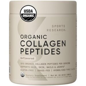 Sports Research Collagen Peptides 300g — Organic, Unflavored Supplement