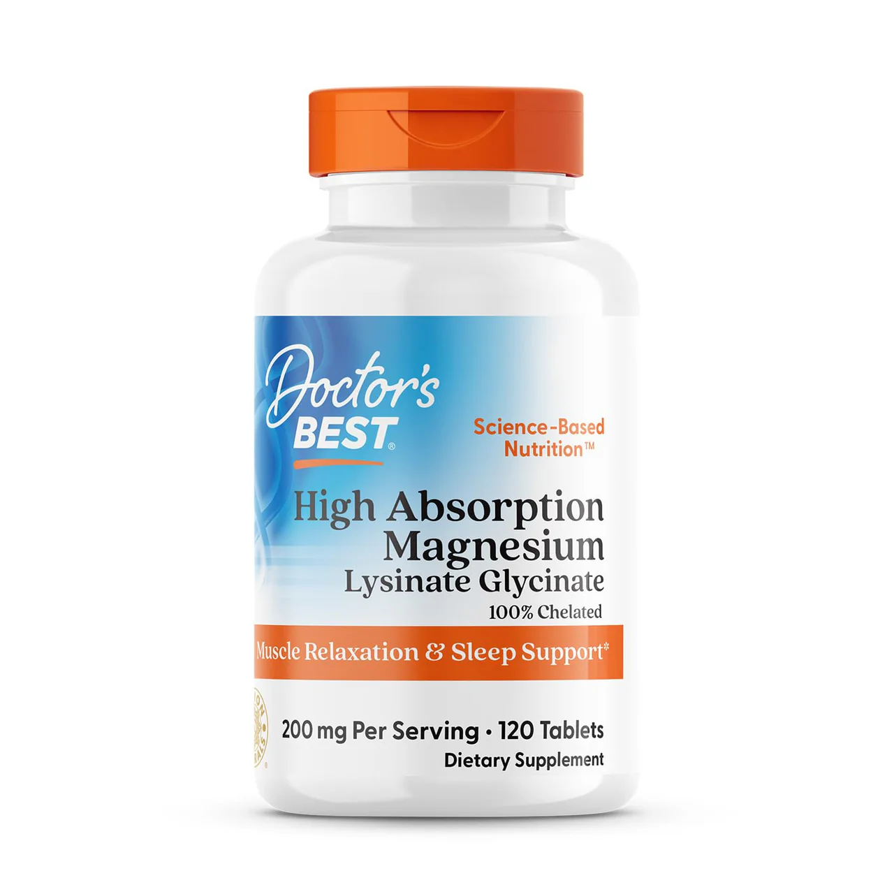 Doctor’s Best High Absorption 100% Chelated Magnesium 120 Tablets-200 mg